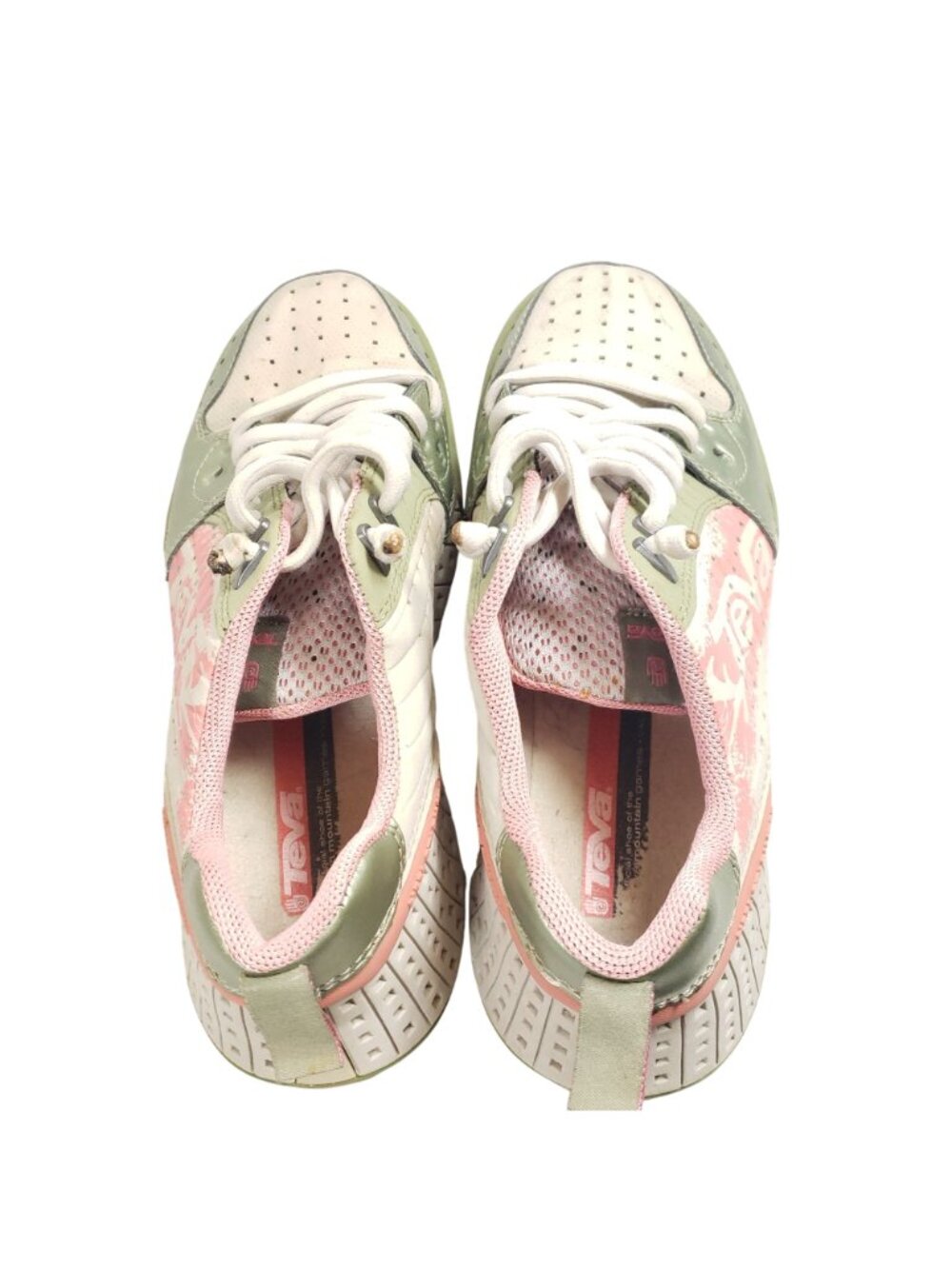 Teva Womens Size 8 Athletic Sneakers Pastel Green & Pink Breathable - Picture 7 of 9